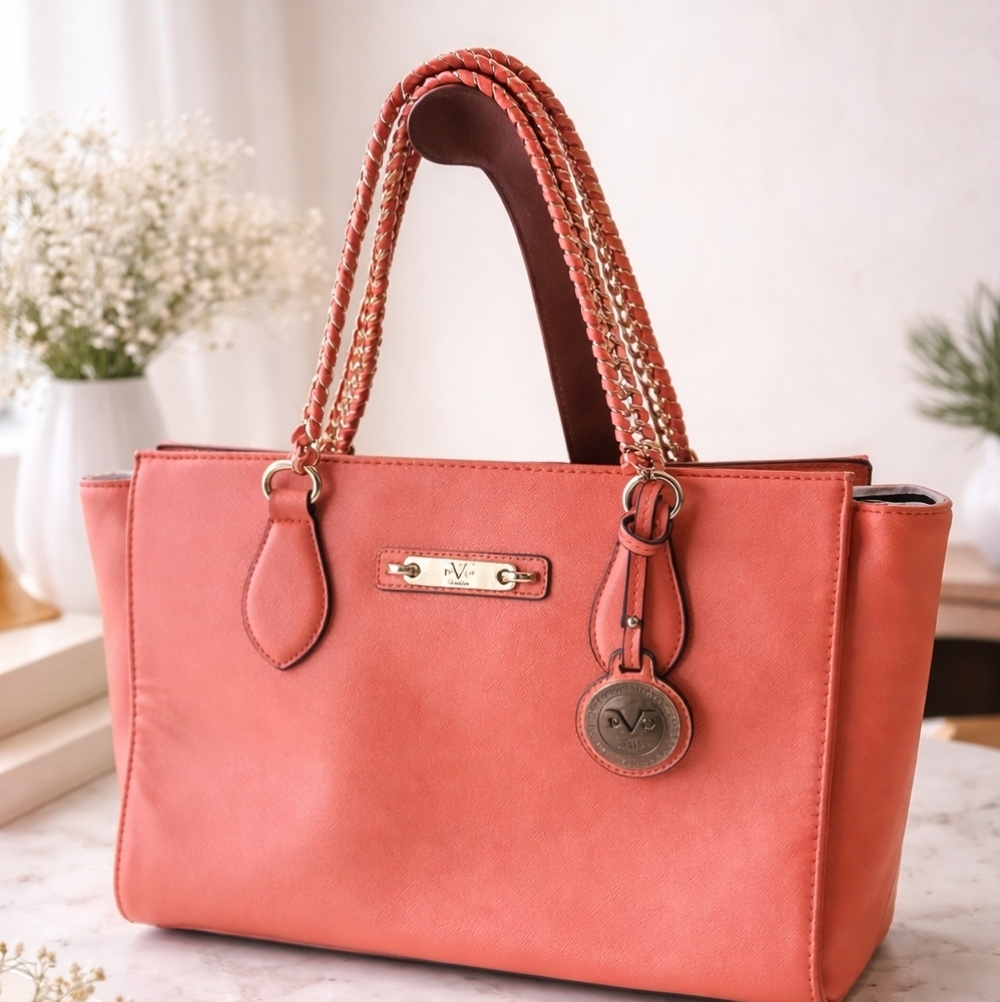 Chic Coral Tote Bag | Gold Hardware | Pre-Owned | Everyday Style